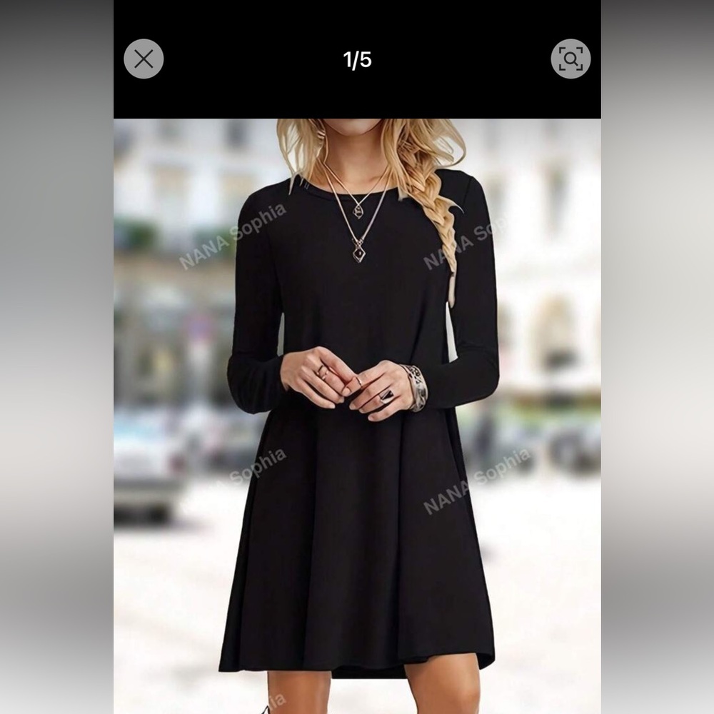 SHEIN Classic Black Long Sleeve Dress